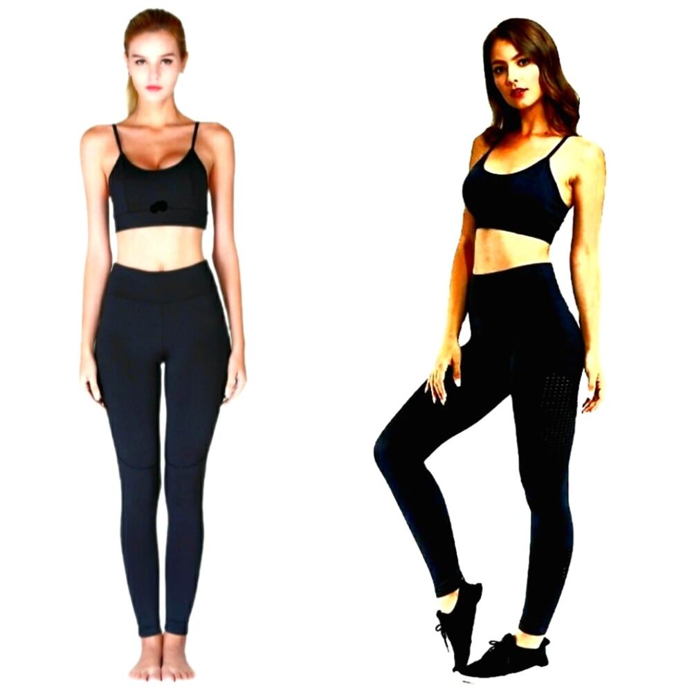 NWT Leggings Sports Bra 2-Piece Set Black Size Small